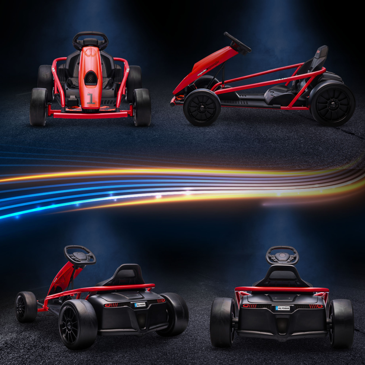 HOMCOM 24V Electric Go Kart for Kids with Music, Horn Honking, Slow Start