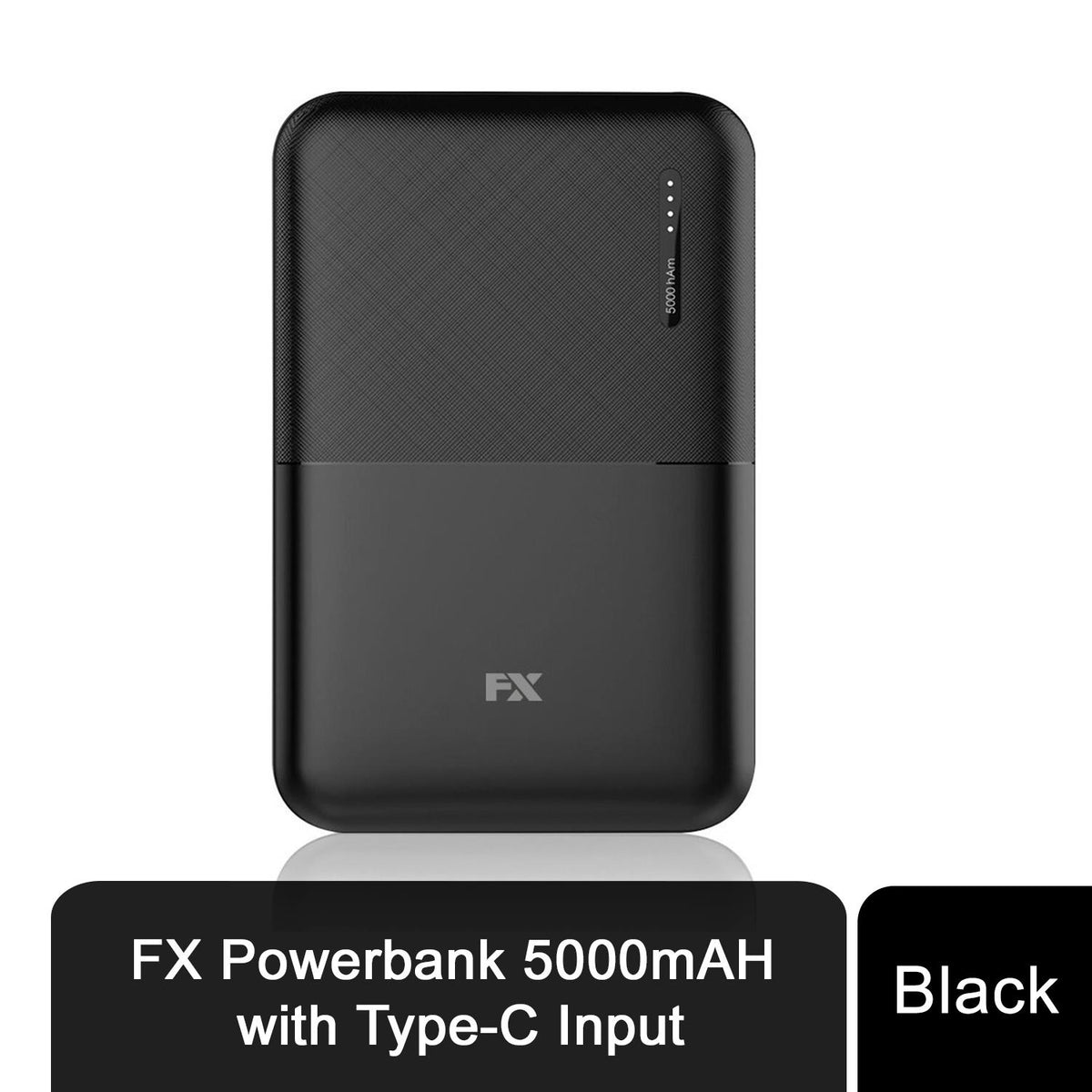 FX Power Bank 5000 mAh with Type C Input, Compatible with Smartphones - Black
