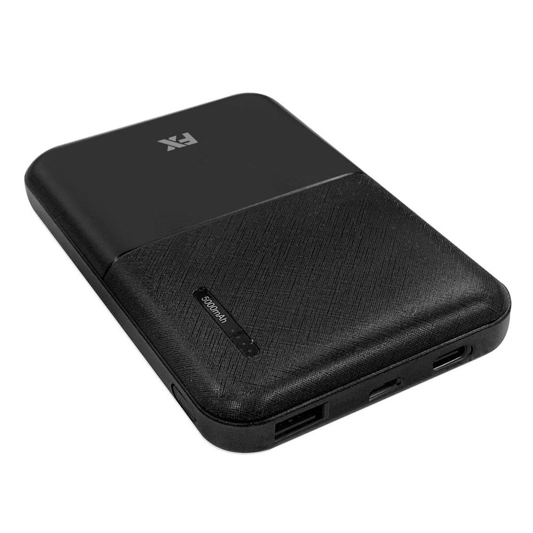 FX Power Bank 5000 mAh with Type C Input, Compatible with Smartphones - Black